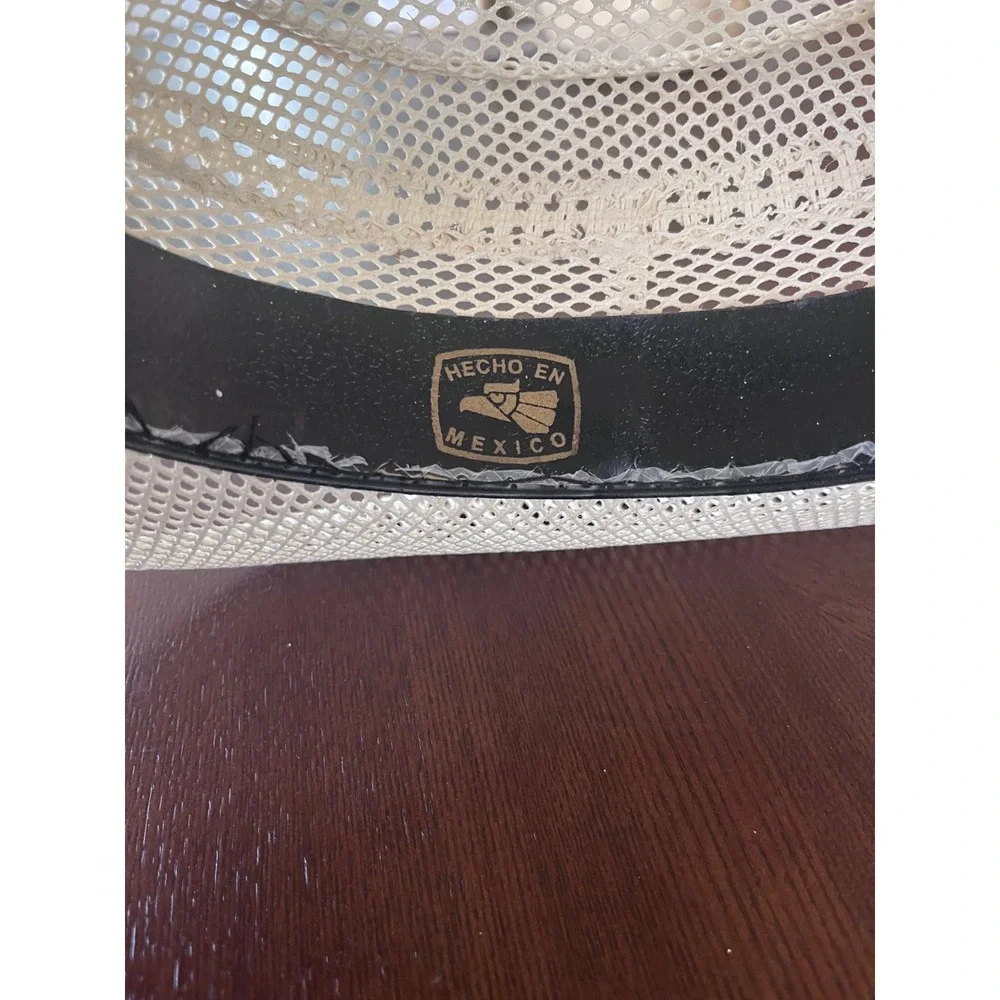 Woven Straw Cowboy Hat Size 55 6 7/8 Ventilated Western Sun Beach Hat Mexico